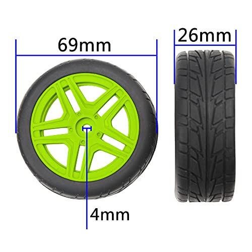 OD2.75'' 12mm Hex Hub Wheel Rims Nylon & Rubber Tires Compatible with HSP Tamiya HPI Kyosho Traxxas WLtoys 1/10 1/12 On-Road Touring Car,Wltoys 144001 Traxxas 1/16 Slash RC Buggy (Green) - color: Green