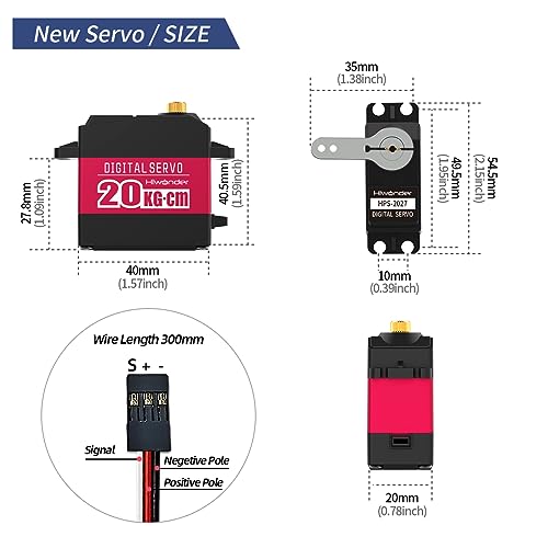 20KG RC Servo High Torque Servo Motors, Waterproof Full Metal Gear Steering Servo for 1/6 1/8 1/10 1/12 RC Car Robot DIY, Digital Servo with 25T Servo Horn, Control Angle 270° - style: 20KG-270°