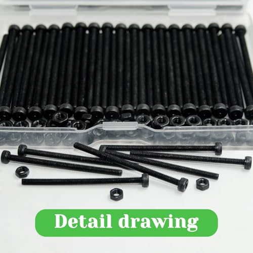 100Pcs M3 x 50mm Hex Socket Head Cap Screws Bolts, Carbon Steel, Black Oxide Finish, Allen Socket Drive, Full Threads,with Hex Spanner - size: M3 x 50-100Pcs-Black