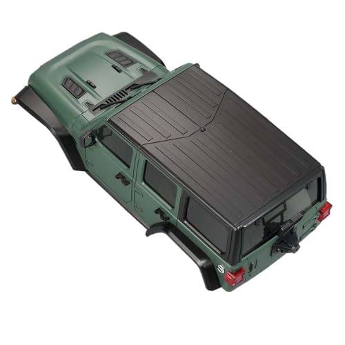 6.10inch/155mm Wheelbase Plastic Texture Hardtop Body Shell Kit Replacement Part for 1:18 RC Car Crawler Car for TRX4M Bronco Defender AX8560 Chassis Upgrade Accessories (Army Green) - color: Army Green