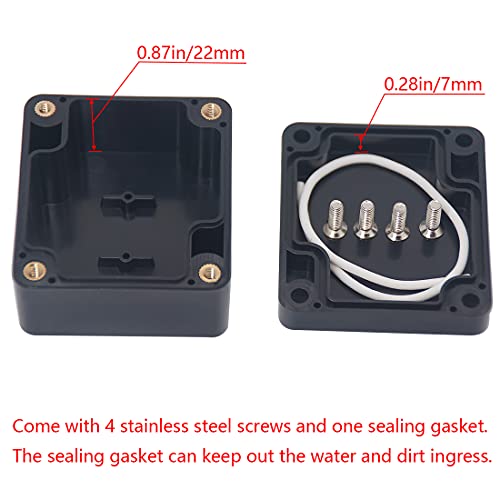 Project Box IP65 Waterproof Junction Box ABS Plastic Electrical Boxes DIY Electronic Project Case Power Enclosure 2.5”x2.3”x1.3” - color: Black, size: 2.5”x2.3”x1.3”