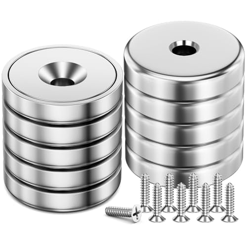 10 Pack 110 LBS Strong Magnets with Holes,Neodymium Round Cup Magnets with Screws, Rare Earth Magnet for Wall Mounting Waterproof Countersunk Hole for Kitchen Garage Holding Tools DIY Crafts - size: 10 Pack 110LBS
