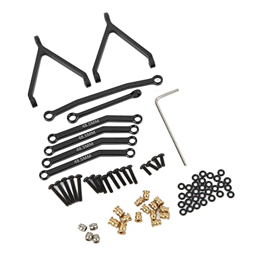 RC Metal Chassis Pull Rods Steering Rods Suspension Links Set, Aluminum Alloy Upgrade Parts for FMS FCX24 1/24 RC Crawler Car with High Strength Lightweight Design (Black) - color: Black