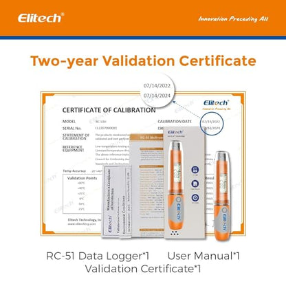 Elitech RC-51 Digital Temperature Data Logger USB Reusable 32000 Points - size: Temperature Sensor