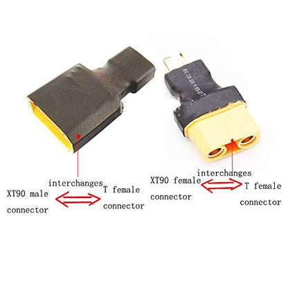 2 Pairs Deans T Plug Male Female Connector to XT90 Plug Male Female Connector Conversion Adapter for RC LiPo Battery