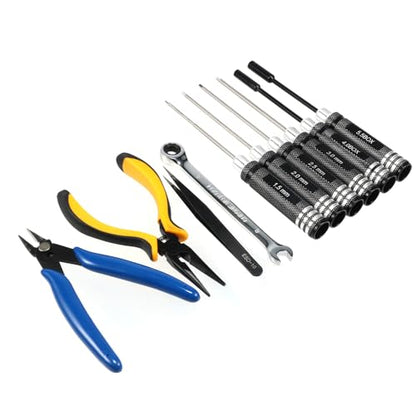 Portable Drone Tool Kit Set – Complete FPV Drone Repair & Maintenance Kit for RC Cars, Planes, Quadcopters, Compact & Durable Tool (Black)