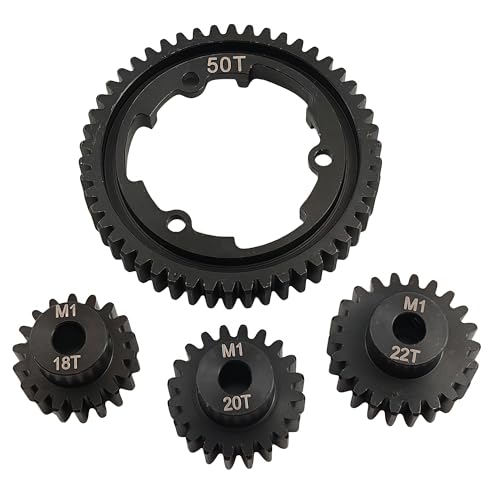 Hardened Steel Spur Gear Set with 18T 20T 22T Pinions for X-Maxx Maxx (50T) | 1/5 Scale,1/7 XO-1,1/10,E-Revo 2.0 VXL,Heavy Duty,Upgrade Parts,6447,High Strength,Wear Resistant - size: 50T