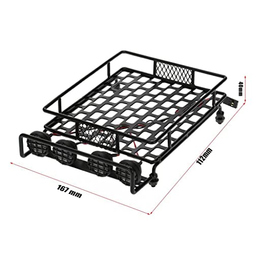 misppro 1/10 RC Climbing Car Accs Roof Rack Luggage Carrier W LED Light Bar