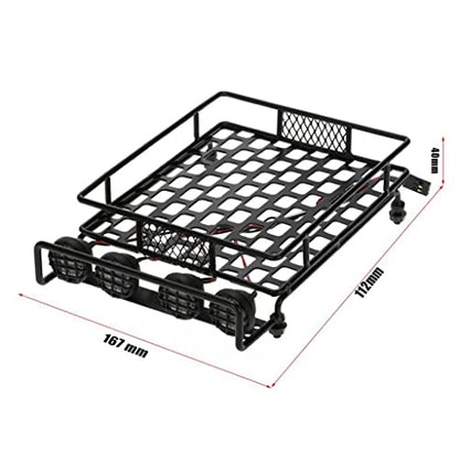 misppro 1/10 RC Climbing Car Accs Roof Rack Luggage Carrier W LED Light Bar
