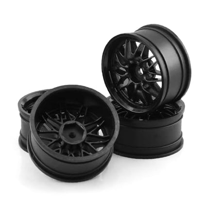 1/10 RC On Road Wheels Hubs 12mm Hex Hard Plastic Drift Rims for 1:10 Scale Rally Racing Car Tires Tamiya TT01 TT02 XV01 A959 PTG2 144001 HPI KYOSHO HSP PTG2 Touring Street Tyres 4PCS (Black) - color: Black