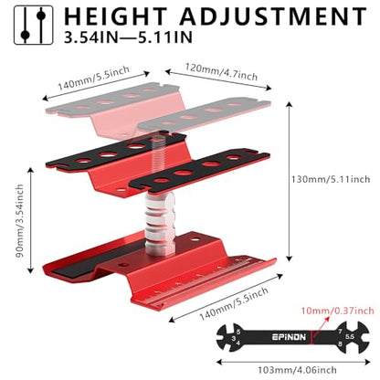 RC Car Work Stand & 520 Pcs RC Screws Kit for 1/8-1/18 RC Car, R - color: Red
