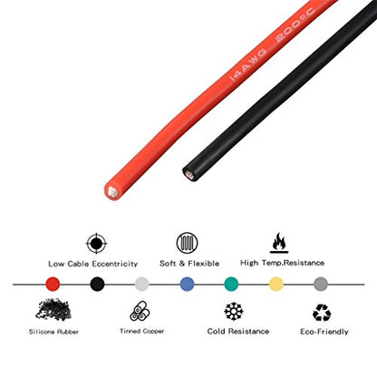 BNTECHGO 14 AWG Silicone Wire Red Black 20ft Stranded Tinned Copper Wire | Flexible 14 Gauge Stranded Wire Silicone Rubber Insulation For RC Models, Drone, Robot, Battery, EV Charger, 3D Printer, DIY - color: Red and Black, size: 14 AWG silicone wire 20ft