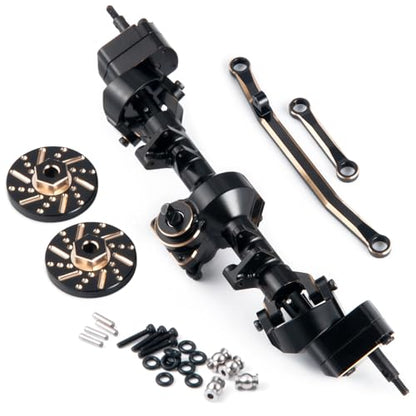 RCHUBAM RC Front & Rear Axle Set Metal Complete Axle with Steering Weights for 1/24 Axial SCX24 RC Crawler Deadbolt C10 Upgrades Accessories Part (Front Axle) - style: Front Axle