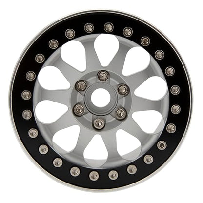 MEUS RACING 2.2 Beadlock Wheels Rims Deep-Dish Wheel for Axial SCX10 Traxxas TRX4 Vanquish VS4-10 Redcat Gen8 1/10 RC Crawler Upgrades (Silver) - color: Silver