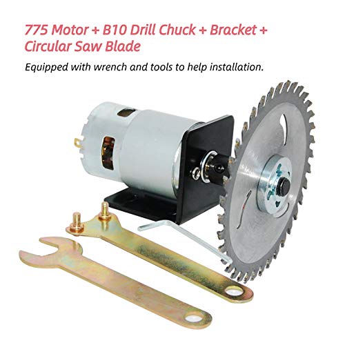 12V/24V 10000RPM/20000RPM 775 Electric Motor Table Saw Kit with 20A PWM Speed Controller Regulator Module Board - color: 775 Motor + Rod + Bracket + Saw Blade + Pwm
