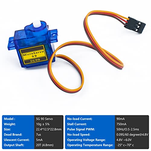 Hosyond 10 Pack Servo Motors SG90 9G Micro Servo for RC Robot Helicopter Airplane Boat Remote Control Toys, Servo for Arduino Project, Blue - size: SG90 x 10