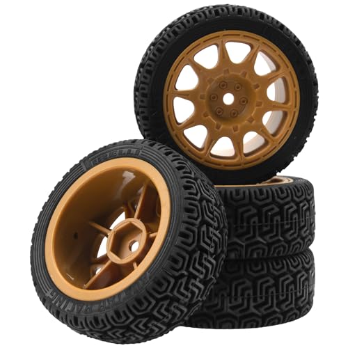 1/10 RC On Road Tires & Nylon Wheel Rims 12mm Hex OD70mm Rubber Tires Compatible with Tamiya TT01 TT02 XV01 HSP HPI Kyosho Traxxas WLtoys 1/10 1/12 On-Road Touring Car (Brown) - color: Brown