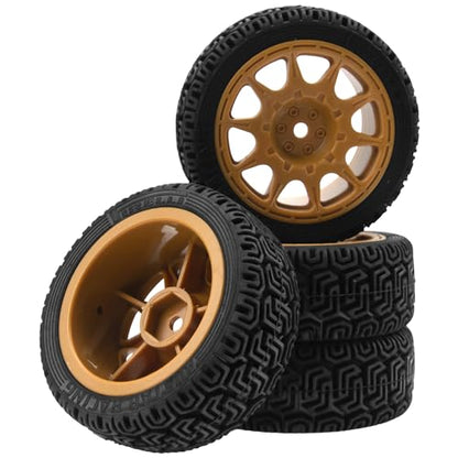 1/10 RC On Road Tires & Nylon Wheel Rims 12mm Hex OD70mm Rubber Tires Compatible with Tamiya TT01 TT02 XV01 HSP HPI Kyosho Traxxas WLtoys 1/10 1/12 On-Road Touring Car (Brown) - color: Brown
