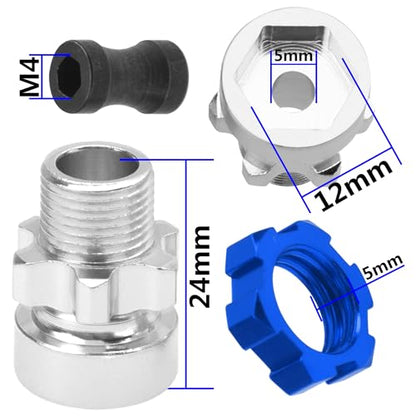 ShareGoo Metal 12mm to 17mm Wheel Hex Hub Adapter Compatible with Traxxas 1/10 Slash 2WD 4X4 Rustler Stampede 2WD 4X4 RC Car Upgrade Parts (Blue) - color: Blue
