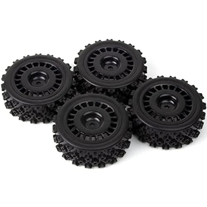 1/10 RC Rally Car Wheels Rims & Rubber Tires 12mm Hex Drive Hub for Tamiya TT-01 TT-02 TT-01E XV-01 DF-03 HPI HSP (Black) - color: Black