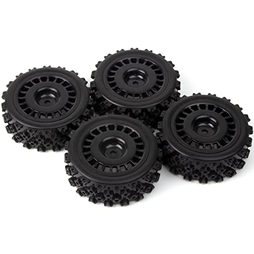 1/10 RC Rally Car Wheels Rims & Rubber Tires 12mm Hex Drive Hub for Tamiya TT-01 TT-02 TT-01E XV-01 DF-03 HPI HSP (Black) - color: Black