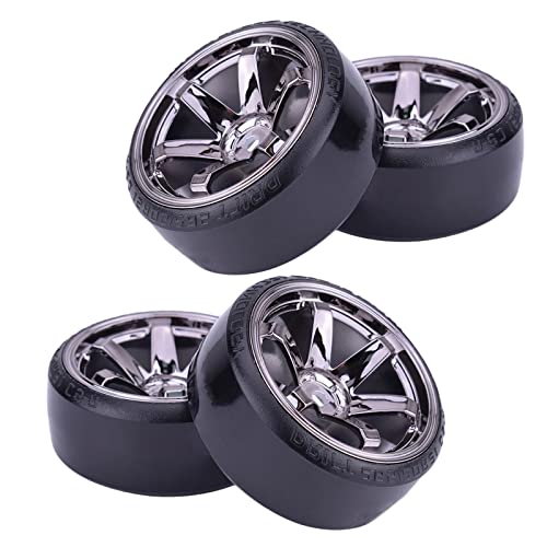 4Pcs 63mm RC Drift Car Tires Hard Tyres Plastic Wheel Rims for 1/10 RC On-Road Drifting Car for HSP Tamiya HPI Kyosho Spare Parts(Gray) - color: Gray