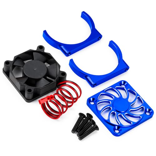Cooling Fan 35mm Motor Heatsink for Tra-xxas Mini Maxx/Slash/XRT | VXL 3S 1:8 Jato 2S 4S 1:16 Blue Aluminum Alloy Upgrade Parts - color: Blue