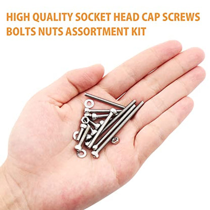 1560PCS M3 Bolts and Nuts Assortment, GTERNITY Metric M3x50/45/40/35/30/25/20/16/12/10/8/6/4 mm Cap Screws Assorted M3 Hex Socket Head Screws Nuts Washers Kit, 304 Stainless Steel - size: M3 1560 S