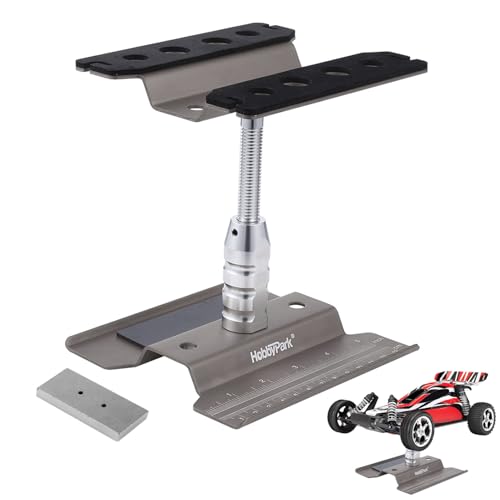 Hobbypark RC Car Stand Work Station with Weight Repair Workstation Aluminum Alloy 360 Degree Rotation Lift Or Lower for 1/12 1/10 1/8 Scale (Titanium)