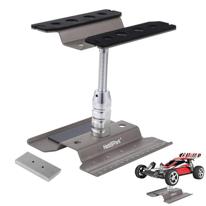 Hobbypark RC Car Stand Work Station with Weight Repair Workstation Aluminum Alloy 360 Degree Rotation Lift Or Lower for 1/12 1/10 1/8 Scale (Titanium)