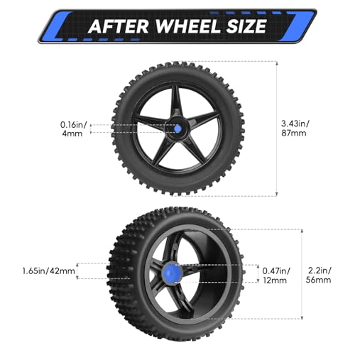 RC Buggy Wheels and Tires 12mm Hex Hubs for HSP 94107 94170 94155 94177 Traxxas Bandit Redcat Shockwave Wltoys 144001 1/10 Off-Road Rally Racing Car