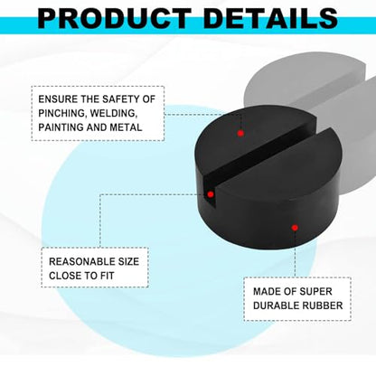 2 pcs Universal Jack Stand Pad Adapter Pinch Weld Side Frame Rail Protector, Slotted Rubber Jack Pads, Frame Rail Protector Puck/Pad Keeps Pinch Weld, Paint and Metal Safety