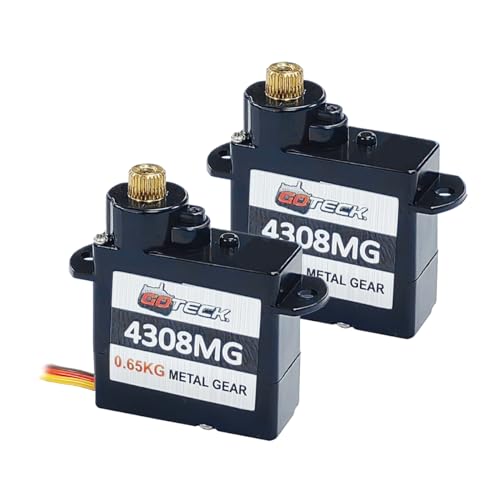 GOTECK 2PCS 4.3g Mini Servo, Micro Full Metal Gear Digital Servo,for RC Car Model Boat Fixed-Wing Helicopter Airplane Robot Toy - color: Gs4308mg