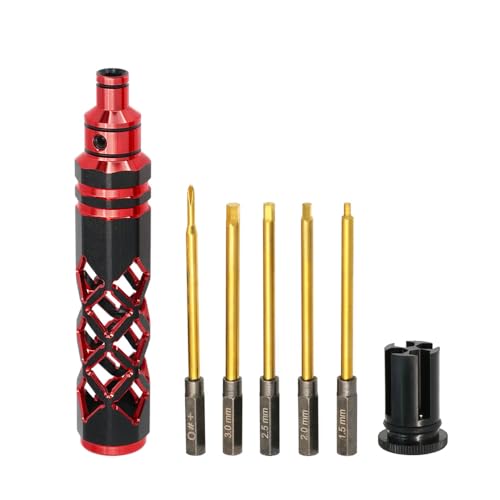 5-in-1 RC Tool Kit, Hex Allen Screwdriver Kit, RC Screwdriver Set 1.5mm 2.0mm 2.5mm 3.0mm RC Car Repair Tool Kit for RC Model Car Boat Helicopter (Red) - color: Red