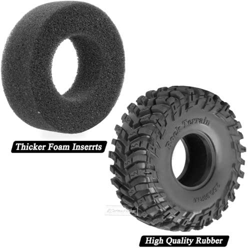 1.0 Beadlock Wheels and Tires for 1/24 1/18 RC Crawler Car SCX24 TRX4M,Brass 1.0 Beadlock Wheels 1.0 Beadlock Tires Set Soft Sticky 1.0 Mud Tires,4pcs