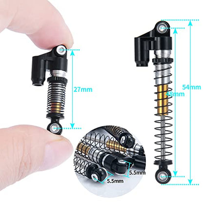 RCLIONS RC Shocks 48mm Adjustable Absorber Damper for All 1:24th Axial SCX24 AXI90081 Deadbolt C10 Bronco Gladiator RC Crawler Car Upgrades - color: Black