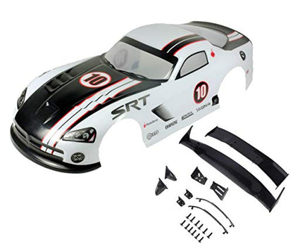 1/10 Scale RC Painted Precut Drift Racing Touring Onroad Car Body Shell Width 190mm with Wing Mirror Accessories (Viper White) - style: Viper White