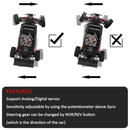 GOUPRC Mini Gyro Module Sensitivity Adjustable and Direction Changeable Automatic Stability Control RC Gyro for RC Car Boat