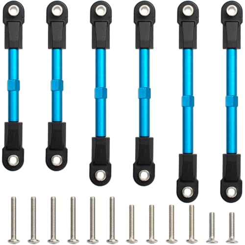 6Pcs Adjustable Aluminum Turnbuckles Camber Links Set for Traxxas Slash 4X4 2WD / Rustler/Stampede/Hoss/Bandit 1/10 RC Short Course Trucks Replacement Upgrade Accessories (Blue) - color: Blue