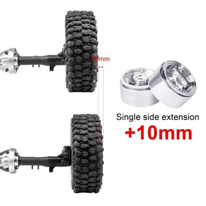 HobbyPark Negative Offset -10mm 1.9 Beadlock Wheels Deep Dish Aluminum Chrome for Scale 1/10 RC Crawler Axial SCX10 TRX4 VS4-10 Redcat Gen8 RC4WD D90 Rock Crawler Truck, 4pcs - style: 1.9 Beadlock Wheels