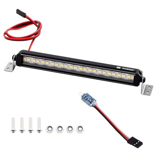 Aluminum RC Light Bar 24 LED 120mm Roof Light for 1/10 RC Crawler Car | With CH3 Light Control Switch Kit, Axial SCX10 Traxxas TRX4 Arrma Karton Redcat GEN8 - size: 120mm
