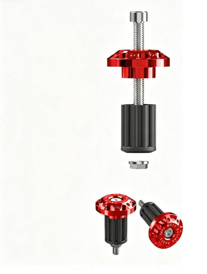 2 PCS Motorcycle Bar End Plug, Aluminum Alloy 7/8'' Handlebar Grip End Caps, Moto Grips Ends Replacement for Electric Car Scooters, Off-Road Motorcycles (Red) - color: Red