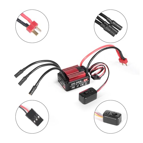 RiToEasysports Esc, Compatible Motor Water Proof Brushless Electronic Speed Controller for 1/10 Rc Crawler Cars (Red T Plug) - color: Red T Plug