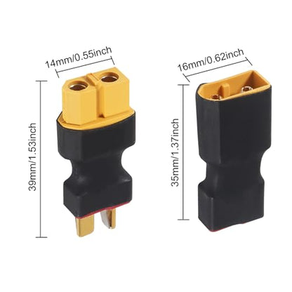 4 Pairs XT60 to T-Plug Connectors Kit XT60 Plug Male Female Connector to T Plug Male Female Connector for RC Battery