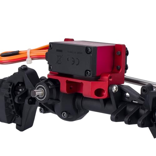 SCX10 III Servo Mount, Aluminum AR45P Portal Mount 4-Link Suspension for 1/10 RC Crawler Axial SCX10 III Sevro On Axle Mount Upgrades (Red) - color: Red