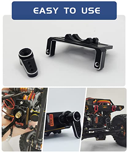 RC Servo Mount Bracket and Mini Servo Arm for 1/24 SCX24 Upgrade Black | Aluminum Servo Mount for ES08MA II Servo Upgrade Parts,Precision Fit,Wear Resistant,Easy To Install - color: Silver and Black