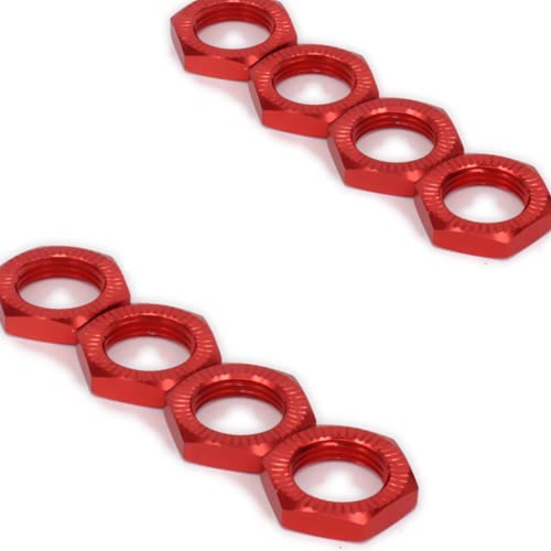 Aluminum 17mm Wheel Nut Thread 1.0mm for 1/7 1/8 RC Model Car ARRMA 6s HSP Redcat Himoto Monster Trucks Off Road Buggy Upgraded Parts 16 pcs/Set (Red) - color: red