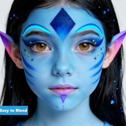 Go Ho Light Blue Face Body Paint(2.1 oz),Water Based Liquid Face Paint and Body Paint for Airbrush Makeup Special FX, Cosplay, and Halloween Costumes Makeup - color: Light Blue