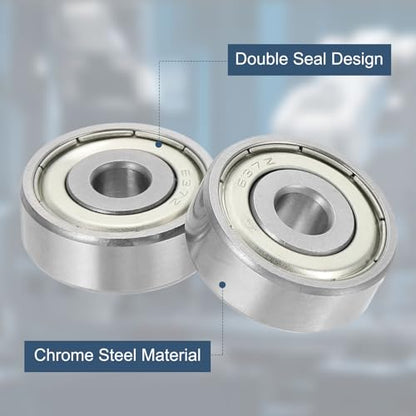 uxcell 4 Pack 637ZZ Deep Groove Ball Bearings, 7x26x9mm Chrome Steel Double Shield Bearing for Electric Motor, Home Appliances, Garden Machinery, (ABEC5) - size: 637ZZ