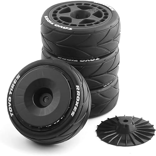 Lifehead 65mm On Road Rubber Tires& Wheels Rims 12mm Hex Hub for HPI Ken Block's Tamiya XV01 TT01 TT02B Kyosho FAZER MK2 Lc Racing PTG HSP RGT RC 3RACING D5 1/10 RC Rally Car - color: Black 1